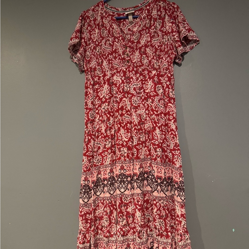 Knox Rose Red and White Flutter Sleeve Midi Dress - Picture 2 of 7